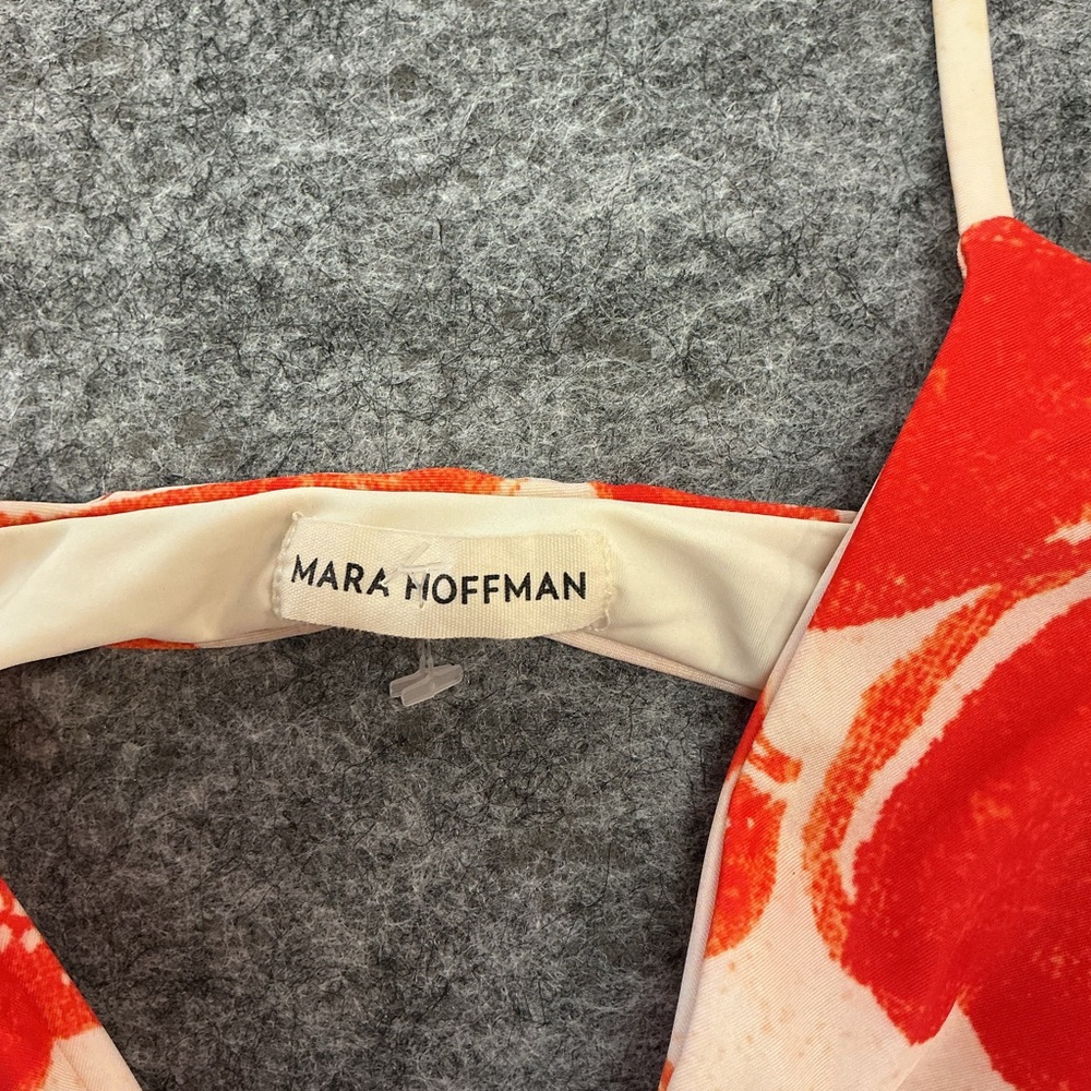 Mara Hoffman Red and Cream Bikini Top With Tie Detailing Best Fits Size S - Picture 2 of 2